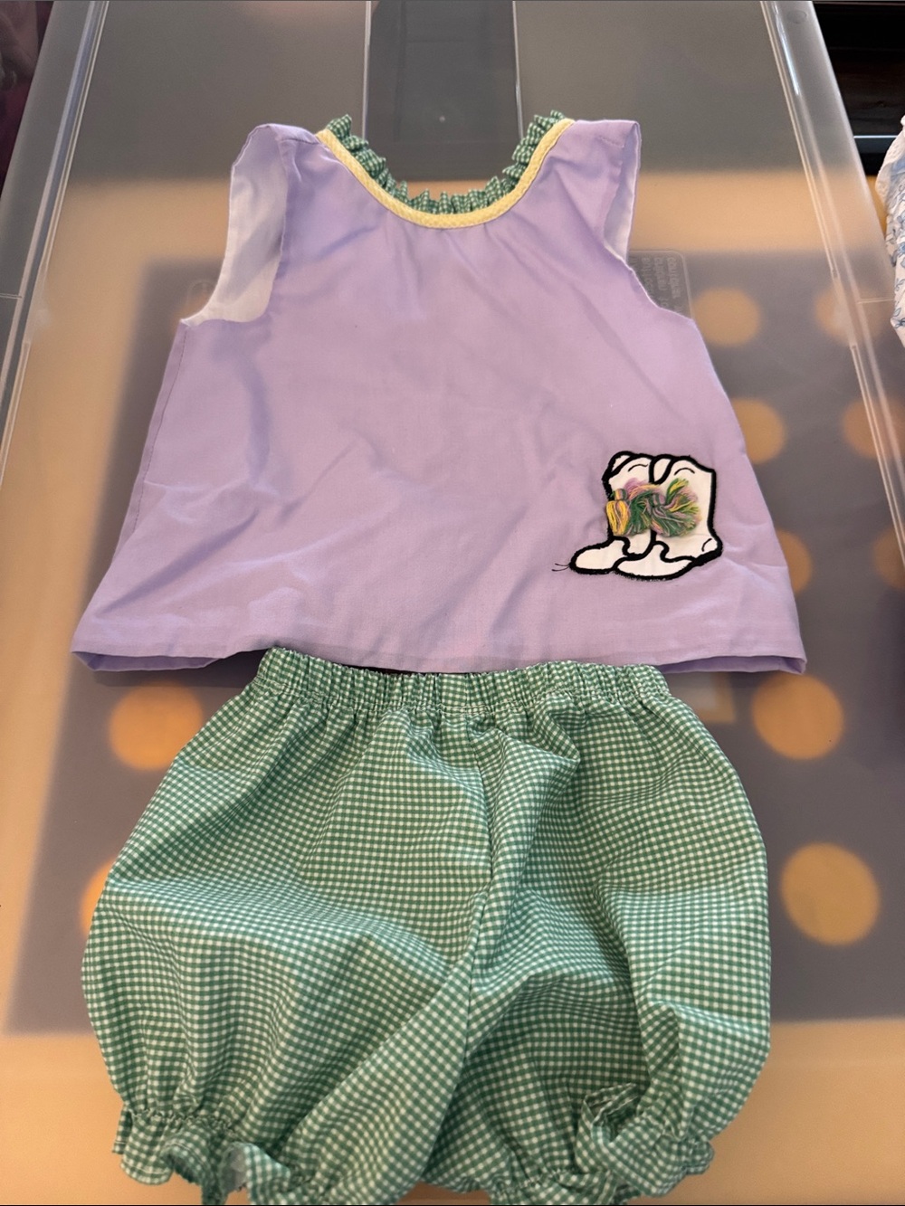 KREWE Mardi Gras Lavender Tank Top with Green Gingham Bloomers